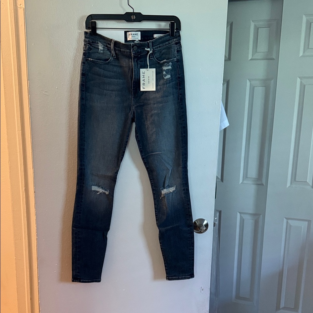 Frame Denim Women's Distressed Blue Skinny Jeans